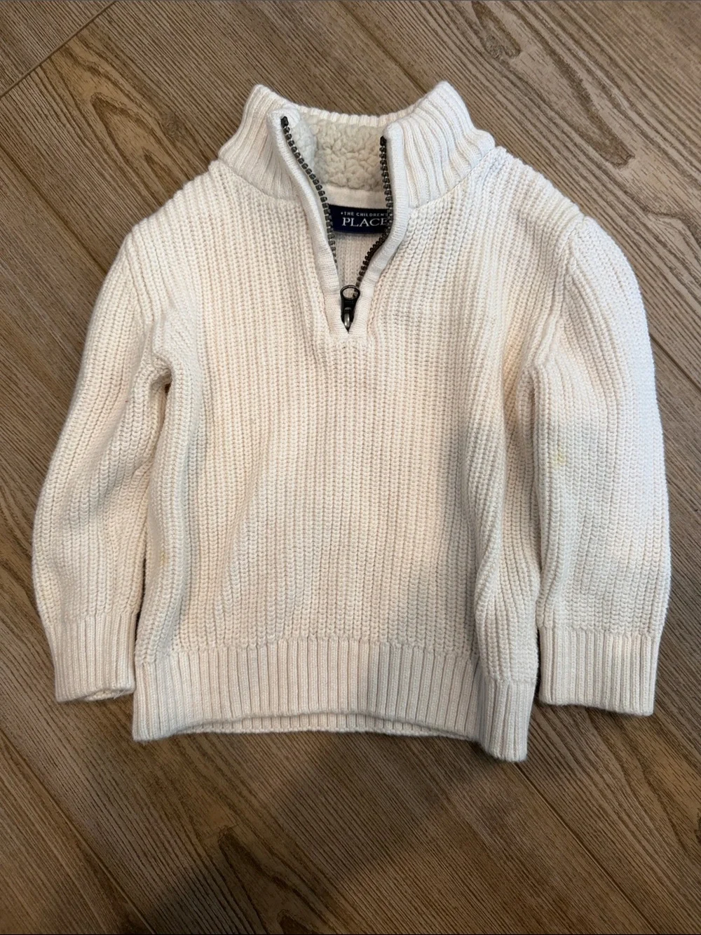 The Children's Place Cream Zip-Front Sherpa Sweater